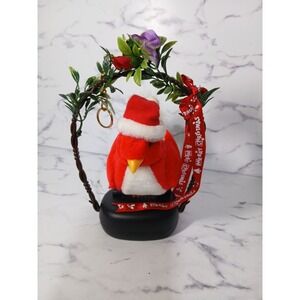 Vintage Christmas Animated Singing Moving Santa Bird Tweeting Tunes Hanging